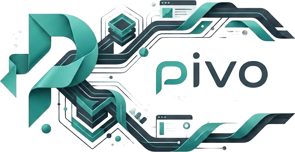 PIVO blog — P harfi ve devre desenli illüstrasyon